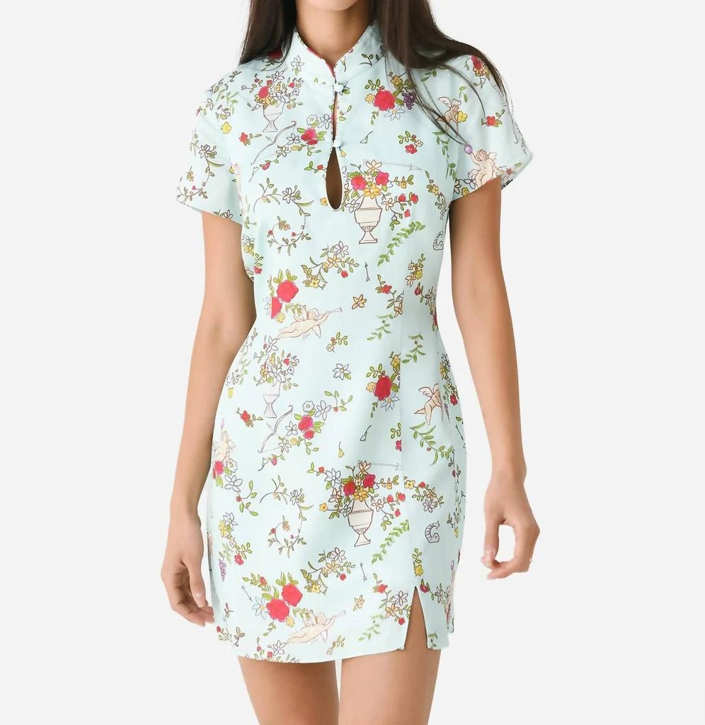 Kitri Gretchen Mini Dress In Mint Cherub Print 1