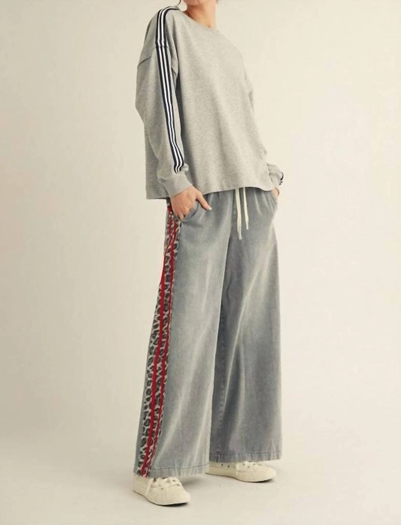 Jodifl Jodifl - Urban Track Denim Wide Leg Pants