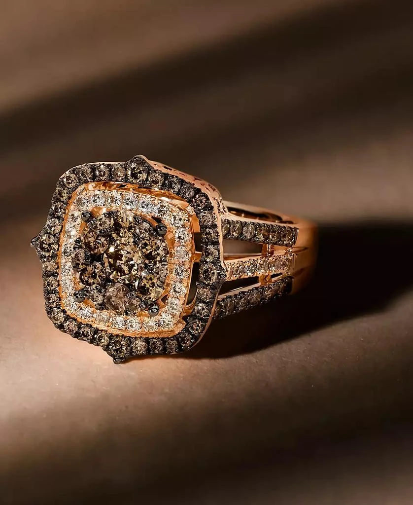 Le Vian Chocolate Diamond & Nude Diamond Halo Cluster Ring (1-1/2 ct. t.w.) in 14k Rose Gold (Also Available in 14K White Gold or Yellow Gold) 6