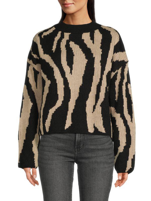 Lea & Viola Zebra Print Crewneck Sweater
