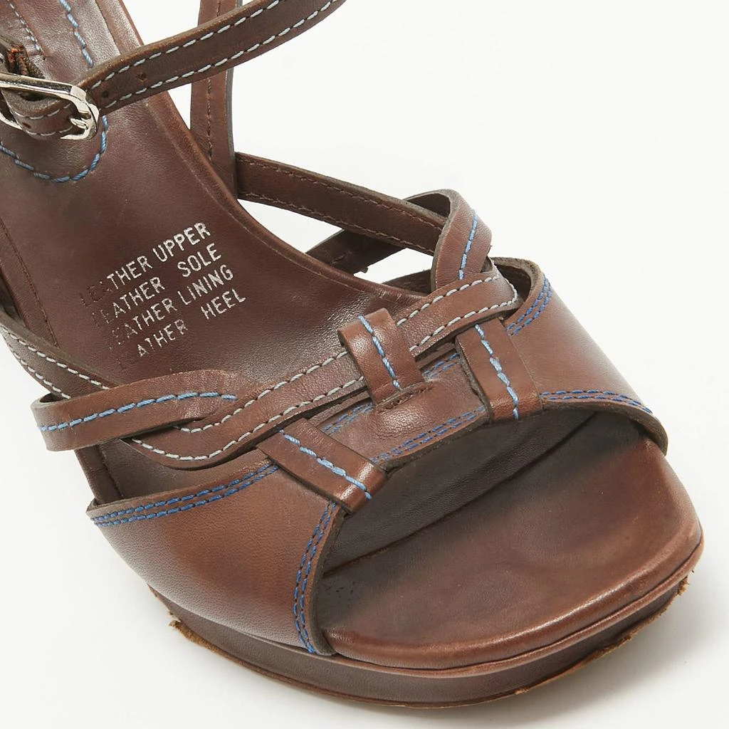 Celine Celine Brown Leather Platform Ankle Strap Sandals Size 40.5 7