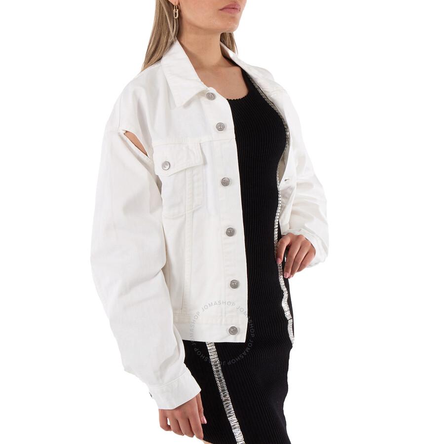 MM6 MM6 Ladies White Cut-out Detail Denim Jacket