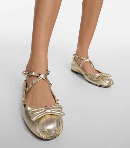 Valentino Rockstud metallic leather ballet flats 4