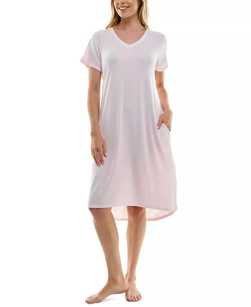 Roudelain Women's Short-Sleeve V-Neck Sleep Dress 1