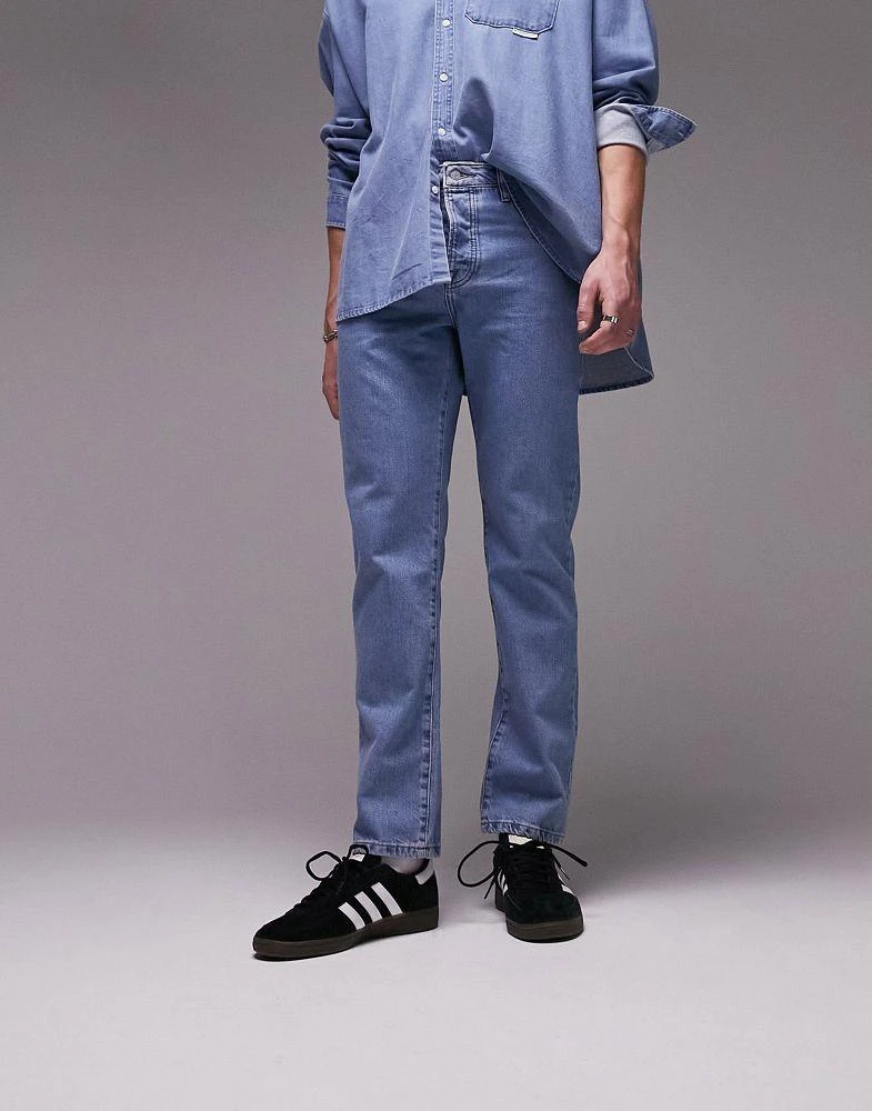 Topman Topman straight jeans in mid wash 1