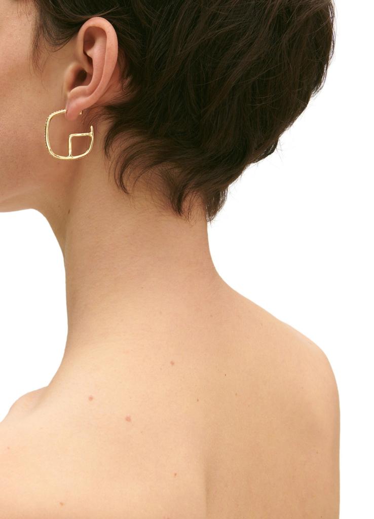 CLAUDIE PIERLOT Golden brass CP hoop earrings