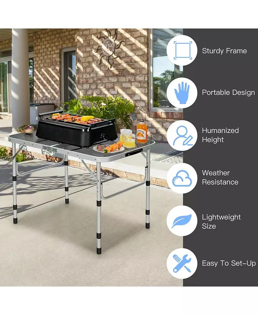 Gymax Folding Grill Table for Camping Lightweight Aluminum Metal Grill Stand Table 6