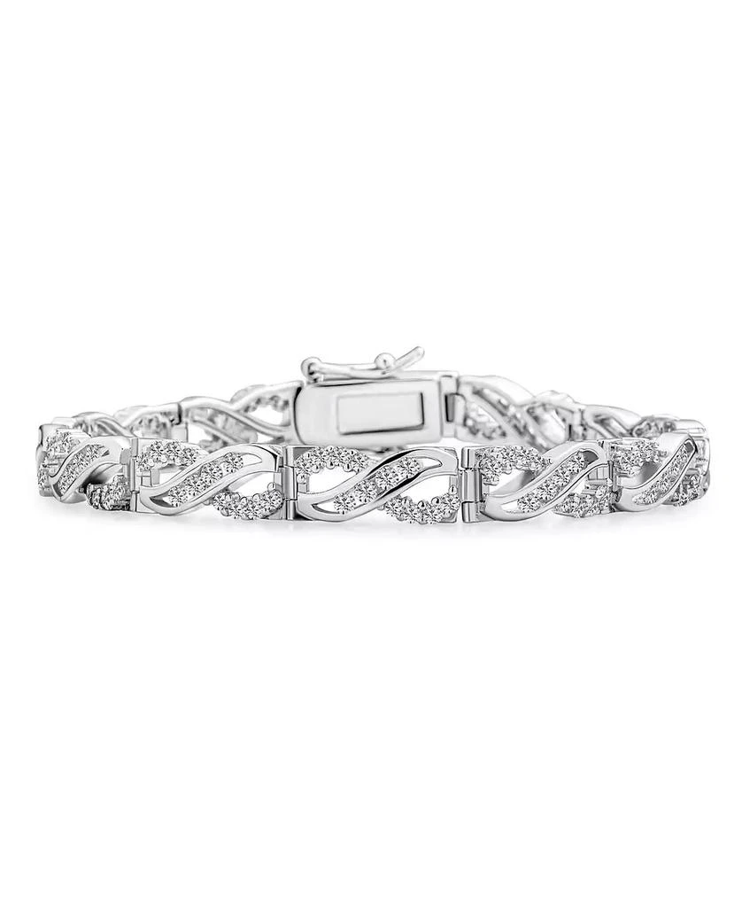 Bling Jewelry Traditional Romantic Cubic Zirconia CZ Infinity Tennis Bracelet .925 Sterling Silver