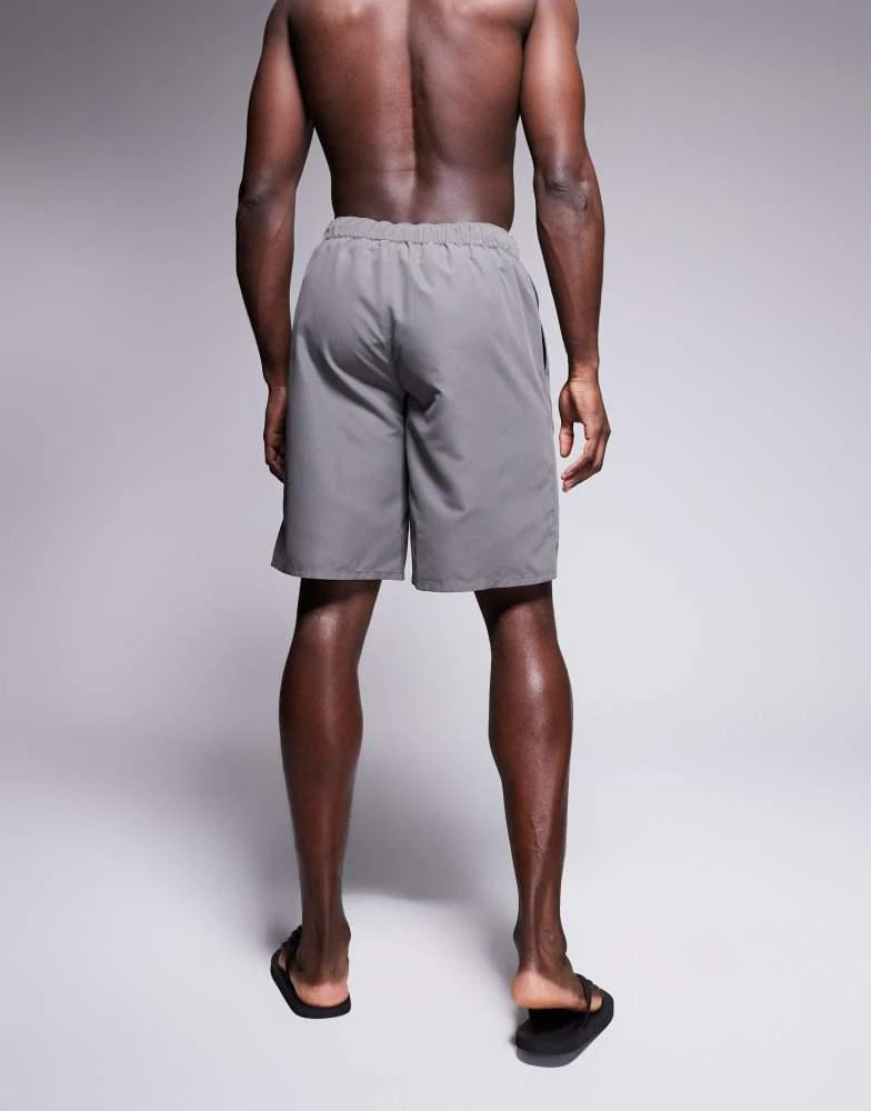 ASOS ASOS DESIGN swim shorts in long length in grey 4