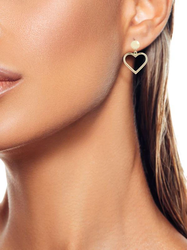 Saks Fifth Avenue 14K Yellow Gold Heart Drop Earrings 2