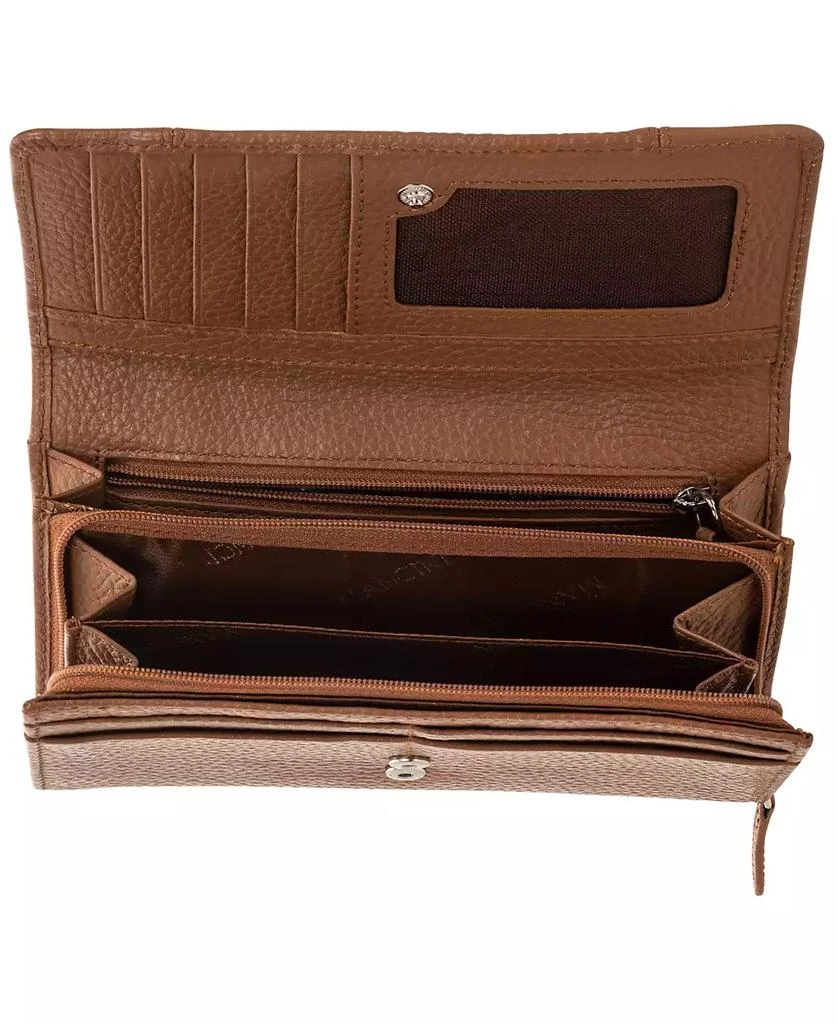 Mancini Leather Goods Women's Pebbled Collection RFID Secure Mini Clutch Wallet 4