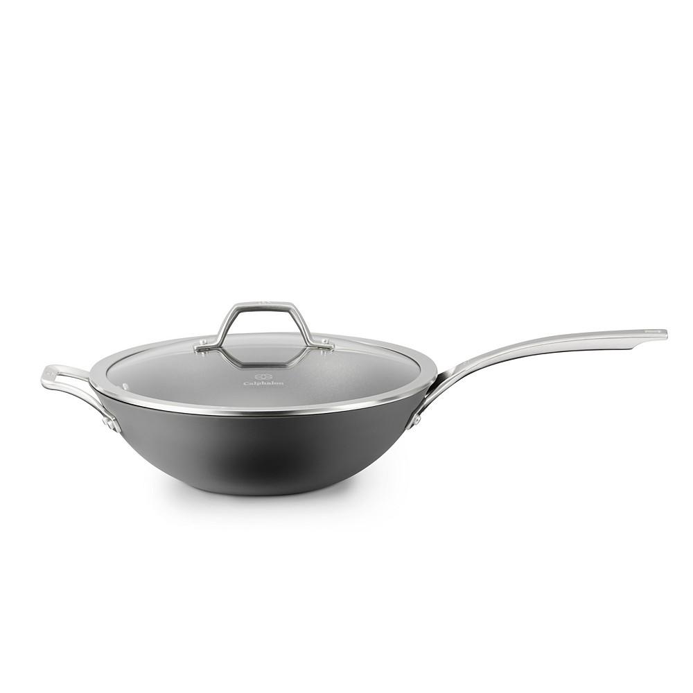 Calphalon Signature Nonstick 12" Flat-Bottom Wok with Cover