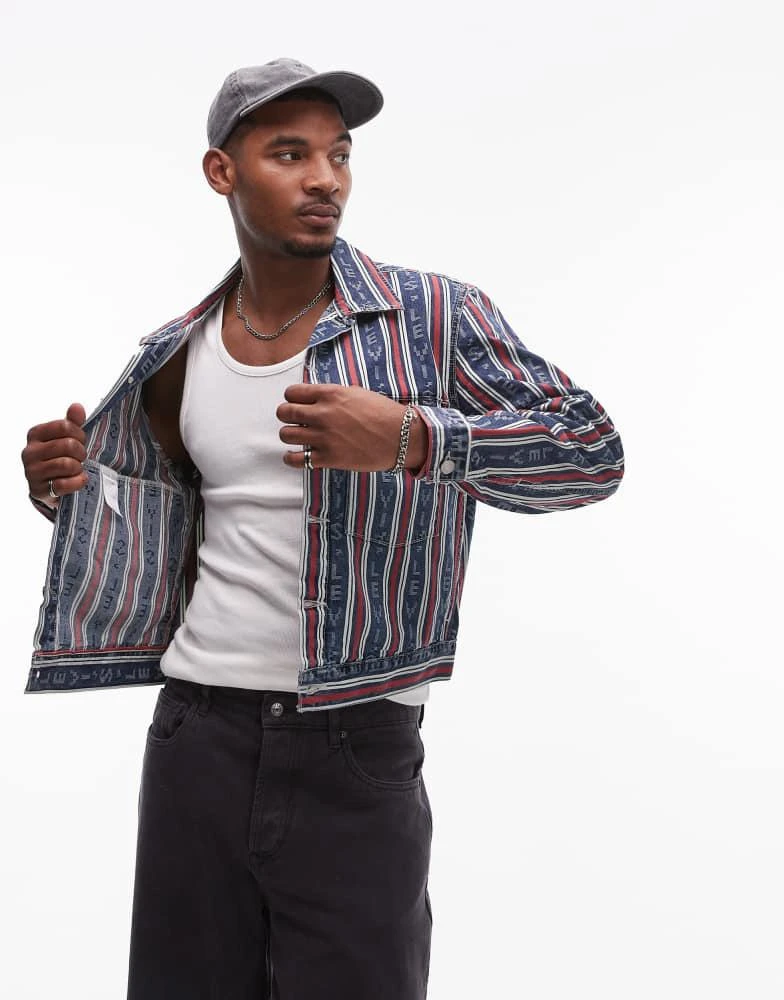 Levi's Levi's Embarcadero station stripe logo denim jacket relaxed boxy fit in mid blue 1