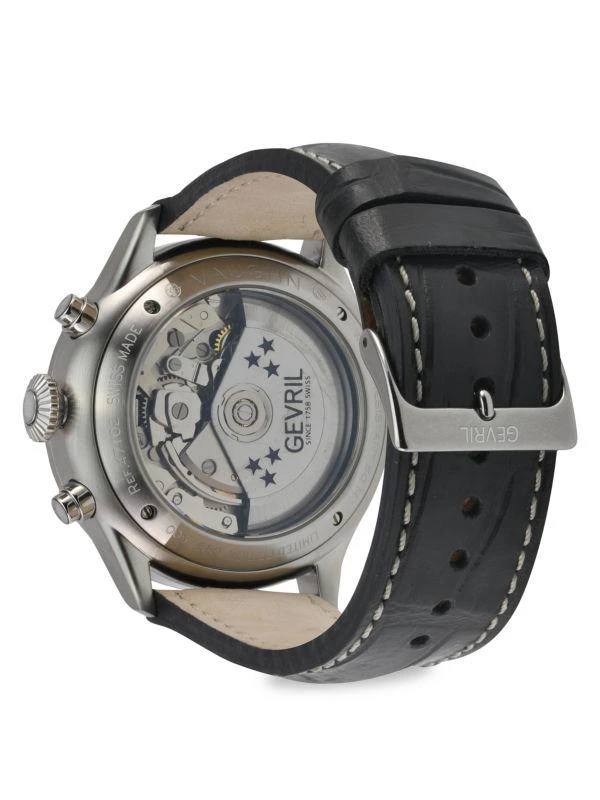Gevril Vaughn 44MM Stainless Steel Case 
Leather Strap Automatic Watch 3