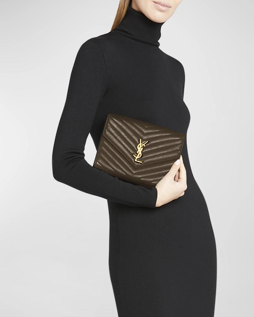 Yves Saint Laurent YSL Monogram Flap Clutch Bag in Smooth Leather 3
