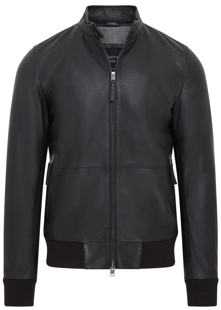 Shop Mens Black Retro Leather Bomber Jacket Adak on Sale at