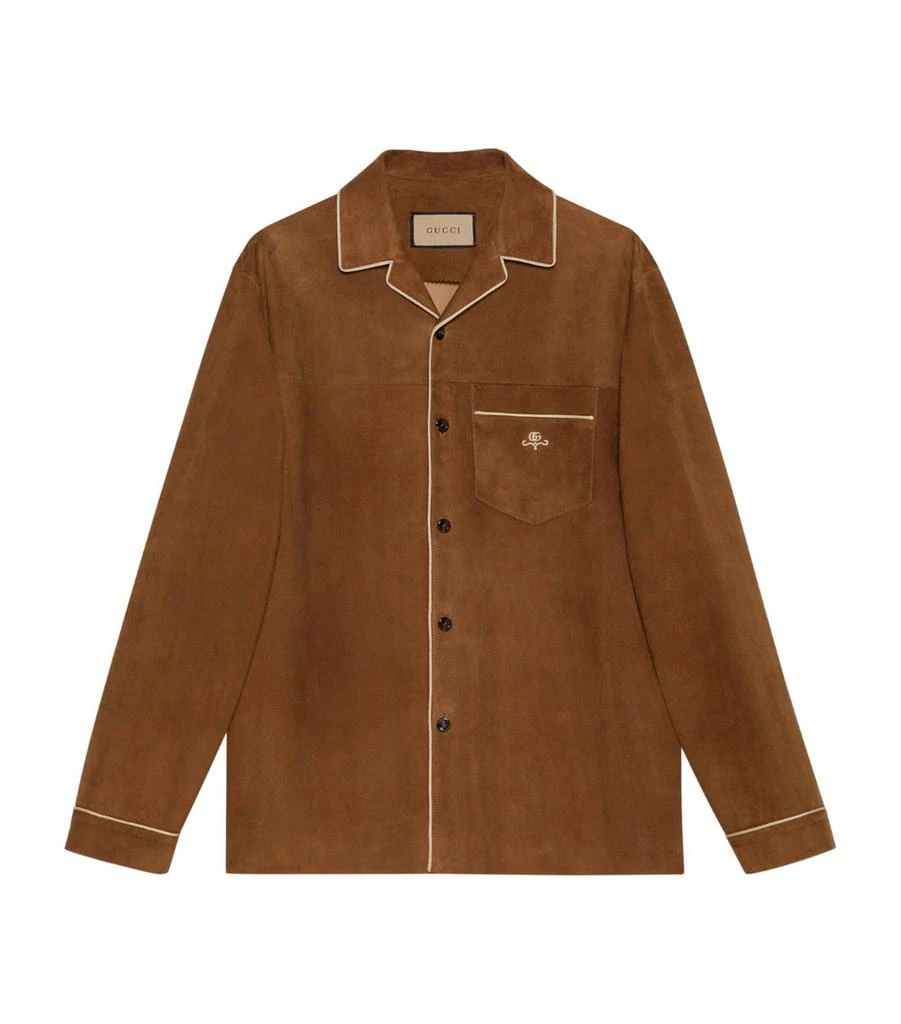 Gucci Suede Embroidered Shirt 1
