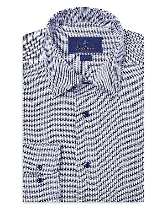 David Donahue Trim Fit Textured Dobby Dress Shirt