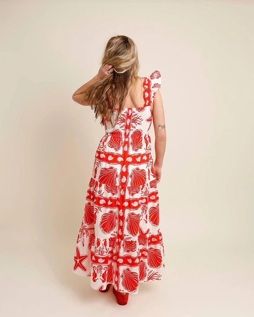 Moon River Moon River - ISLA RUFFLE SLEEVE TIERED MIDI DRESS 4