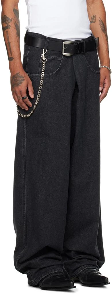 LU'U DAN Black Unisex Pleated Front Jeans 2