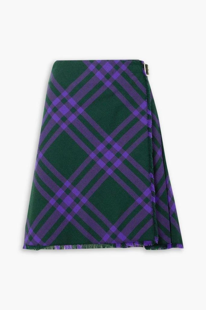 Burberry Frayed checked wool wrap skirt 1