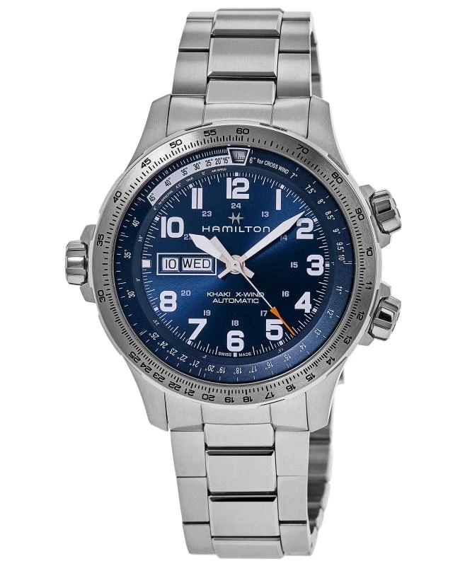 Hamilton Hamilton Khaki Aviation X-Wind Day Date Auto Blue Dial Stainless Steel Men's Watch H77765141 1