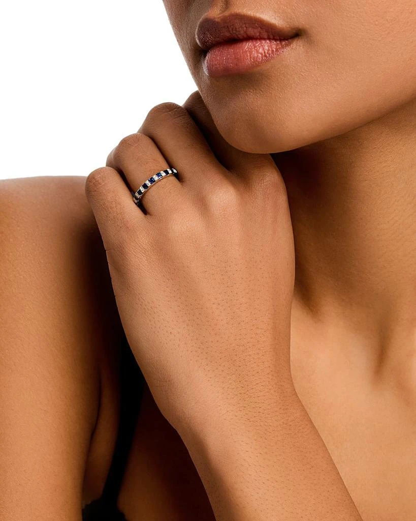 Bloomingdale
s Fine Collection Blue Sapphire 
Diamond Band Ring in 14K White Gold 2