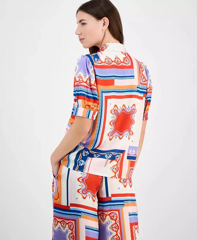 Tahari Women's Printed Short-Sleeve Button Blouse 4
