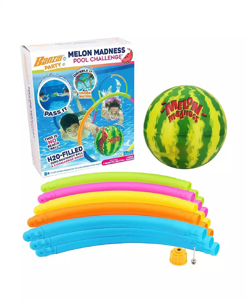 Banzai Melon Madness Pool Challenge Underwater Water-Filled Ball w/ Target Hoop