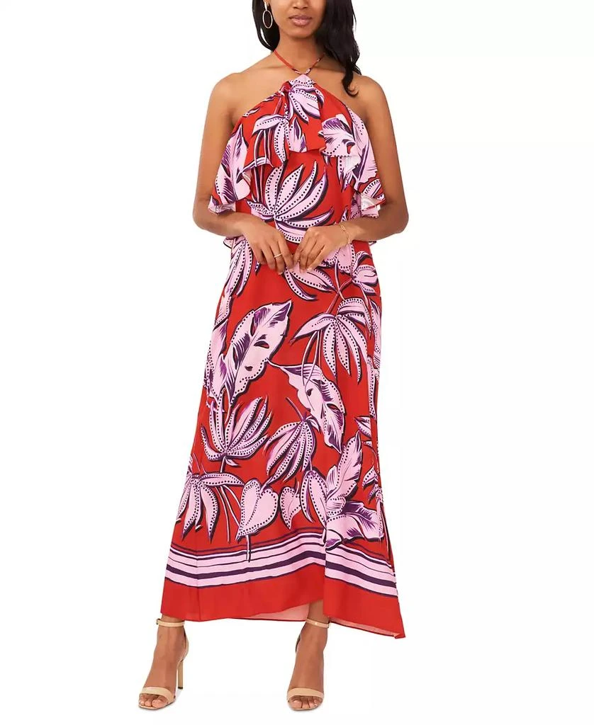 1. State Women's Tropical Print Ruffled Halter Neck Maxi Dress 1
