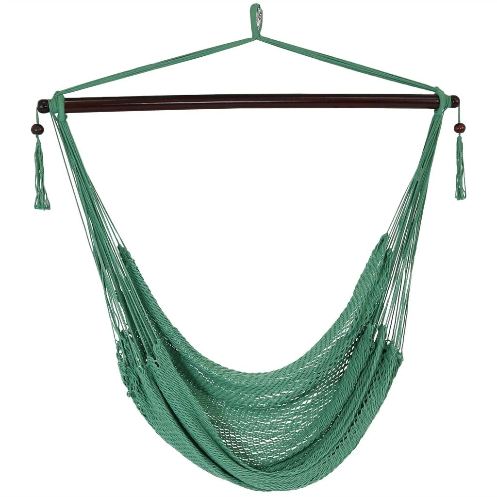 Sunnydaze Modern Boho-Style Soft-Spun Polyester Rope Hanging Caribbean XL Hammock Chair for Yard, Balcony, and Garden 7