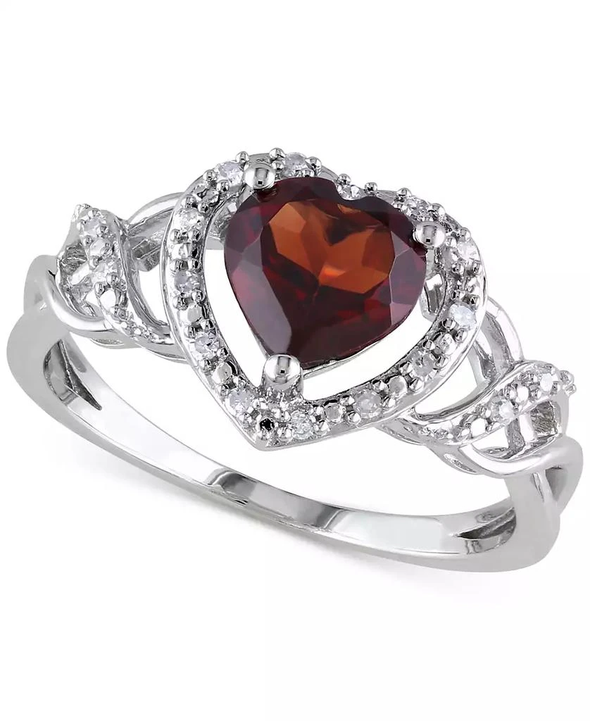 Macy's Rhodolite Garnet (1-3/8 ct. t.w.) & Diamond (1/10 ct. t.w.) Heart Ring in Sterling Silver 1