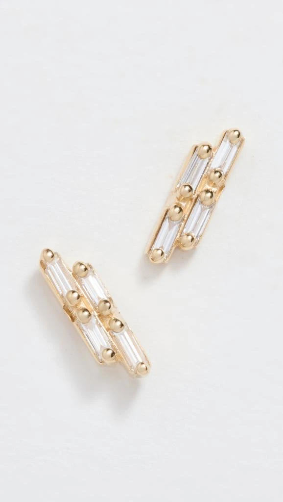 Suzanne Kalan 14k Double Baguette Diamond Stick Studs 1