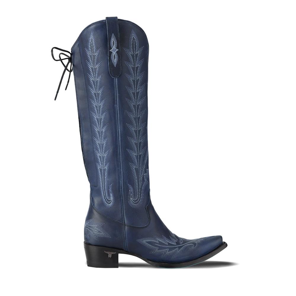 LANE Lexington Knee High Corset Embroidered Snip Toe Zippered Cowboy Boots