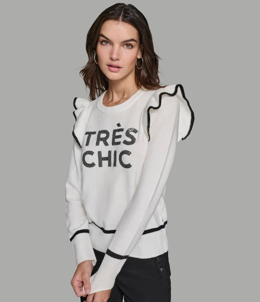 Karl Lagerfeld Paris TRES CHIC RUFFLE SLEEVE SWEATER