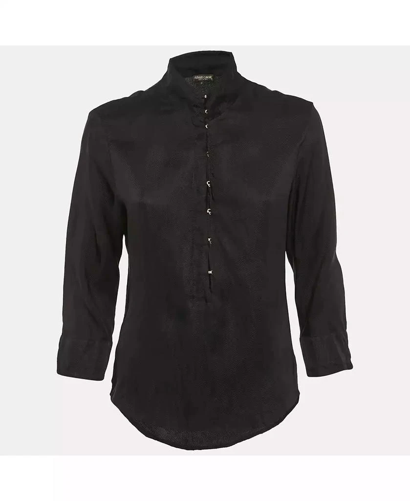 Pre-Owned Roberto Cavalli Women
s Black Crinkled Crepe Tunic Top