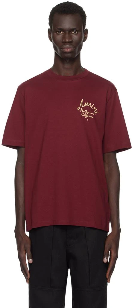 AMIRI Burgundy 'Amiri Hollywood' T-shirt 1
