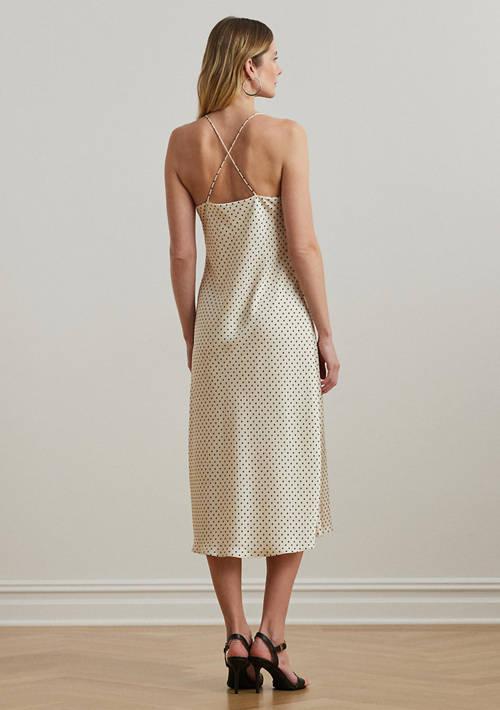 Ralph Lauren Ralph Lauren Polka Dot Satin Charmeuse Slip Dress