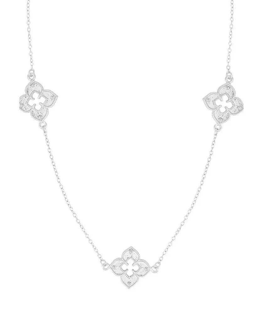 ADORNIA Silver 36" Clover Station Necklace