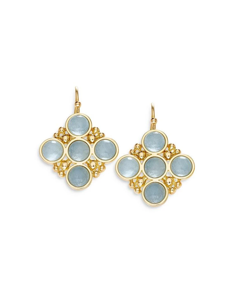 L. Klein 18K Yellow Gold Bubbles Aquamarine Bezel Drop Earrings 1