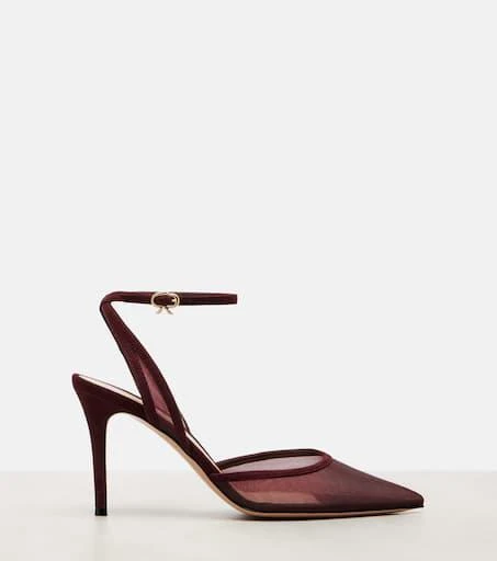 Gianvito Rossi 85 suede-trimmed organza pumps 4