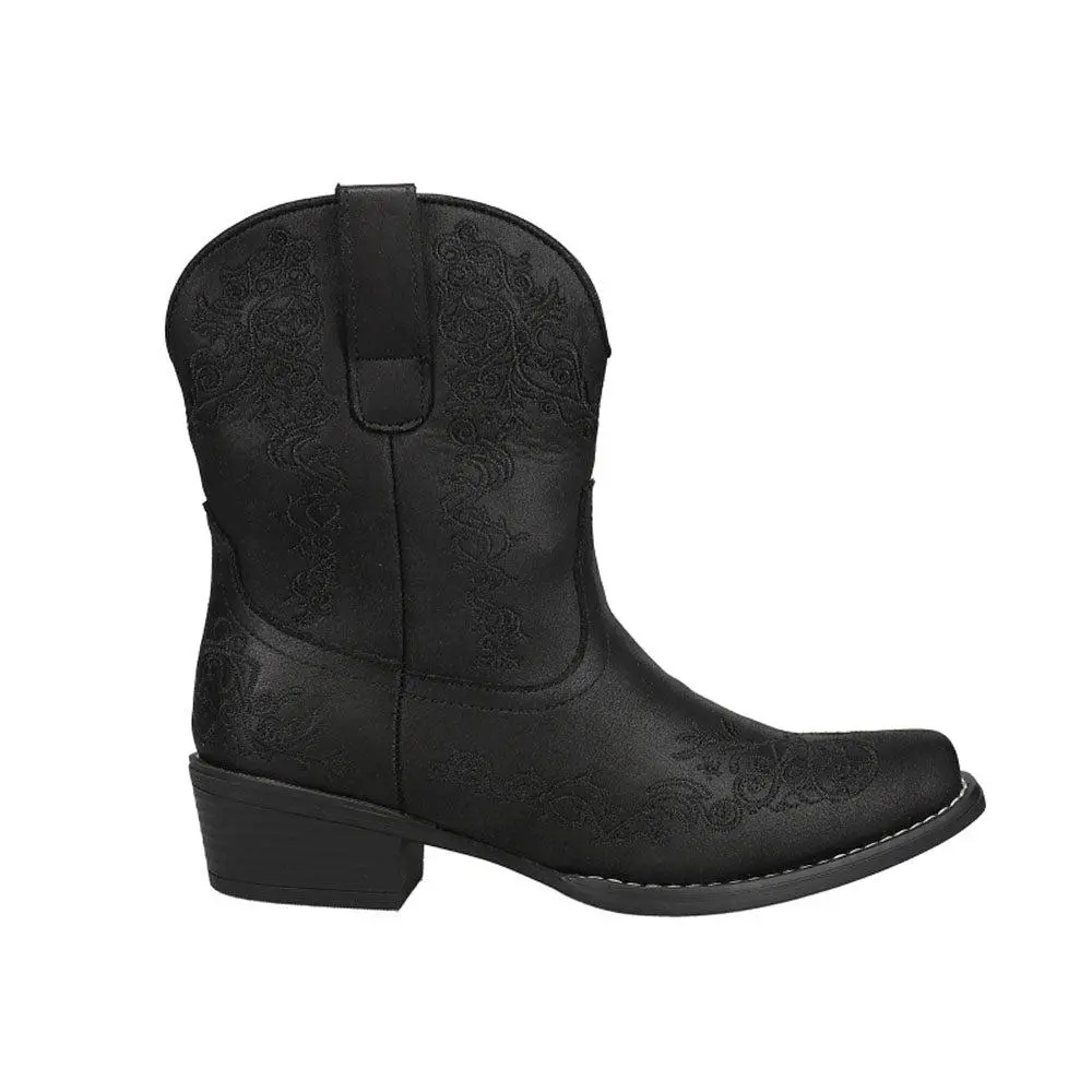 Roper Riley Shorty Scroll Embroidered Snip Toe Cowboy Booties