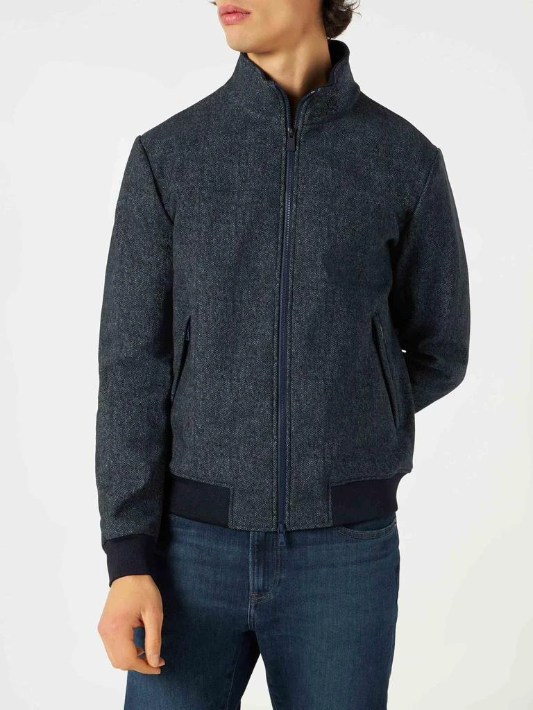 Mc2 Saint Barth Man Mid-weight Mélange Blue Bomber Jacket Traveler 1