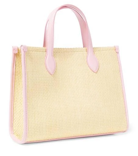 Dolce & Gabbana Logo leather-trimmed raffia-effect tote bag 3