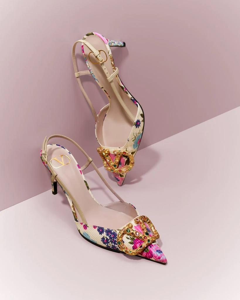 Valentino VLOGO Pointed Floral Satin Pumps 4