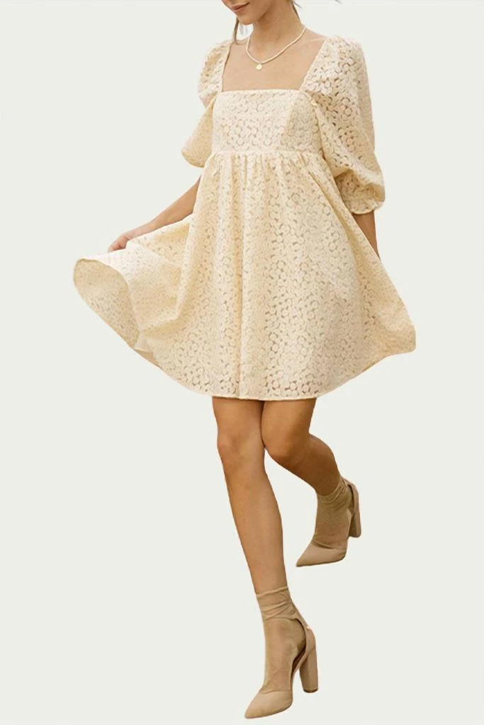STORIA Crochet-Lace Baby Doll Mini Dress In Vanilla 1