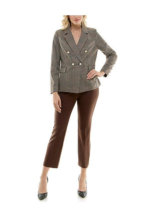 Nanette Lepore Lepore Double Breasted Printed Artie Houndstooth Jacket Pant Suit With Solid Pant