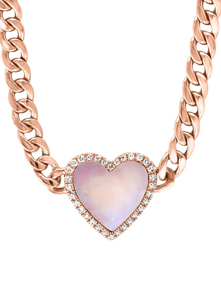 Effy 14K Rose Gold, Mother Of Pearl 
0.11 TCW Diamond Heart Pendant Necklace 1