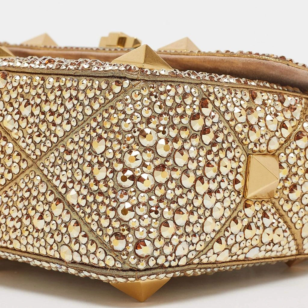 Valentino Valentino Gold Crystal Studded Medium Roman Stud Top Handle Bag 11