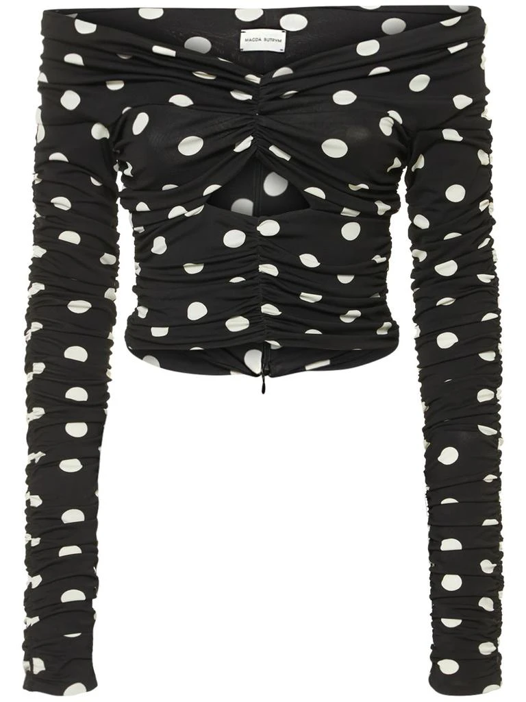 Magda Butrym Polka Dot Cutout Off-the-shoulder Top 1